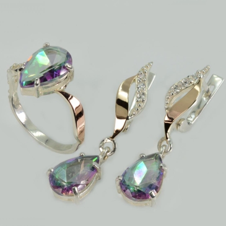 Срібний набір з золотими пластинами