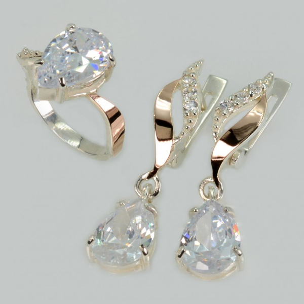 Срібний набір з золотими пластинами