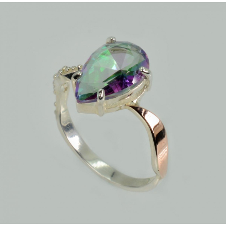 Серебряное кольцо с золотыми вставками