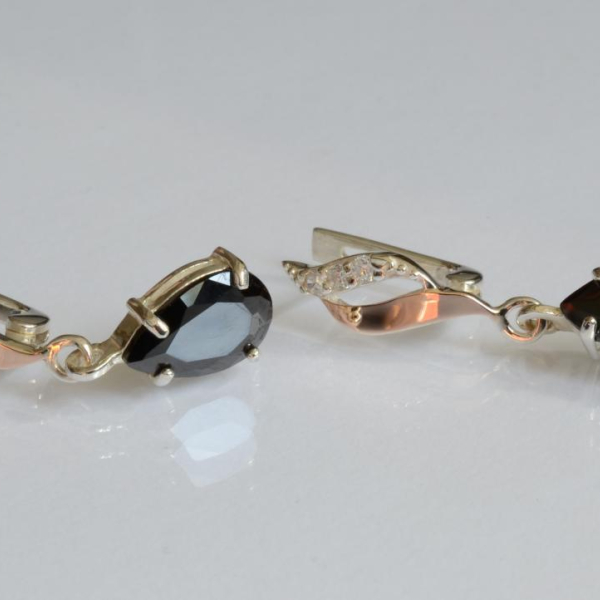 Срібні сережки з золотими пластинами