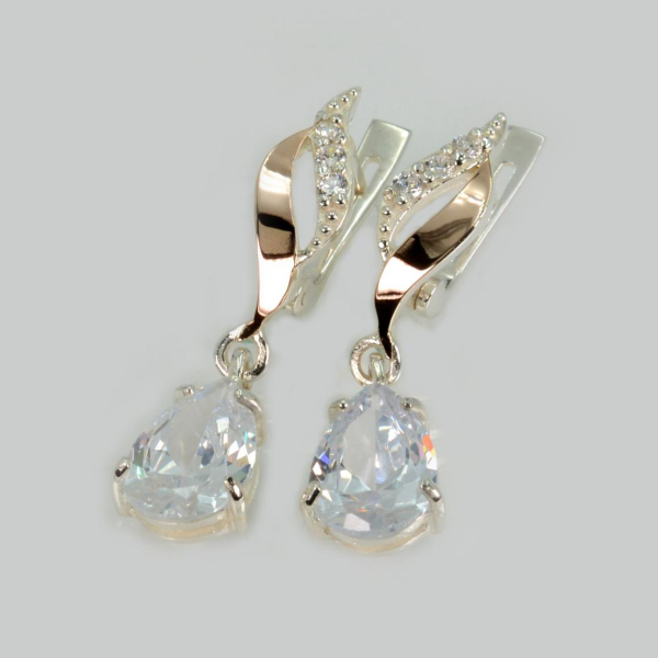 Срібні сережки з золотими пластинами