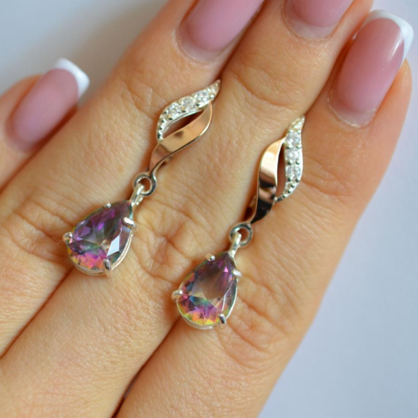 Срібні сережки з золотими пластинами