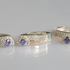 Срібний набір з золотими пластинами