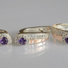 Срібний набір з золотими пластинами