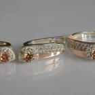 Срібний набір з золотими пластинами