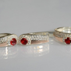 Срібний набір з золотими пластинами