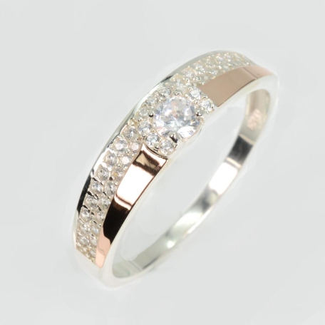 Срібна каблучка з золотими вставками