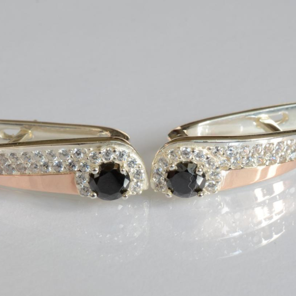 Срібні сережки з золотими пластинами