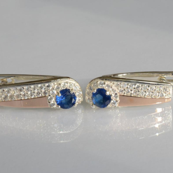 Срібні сережки з золотими пластинами