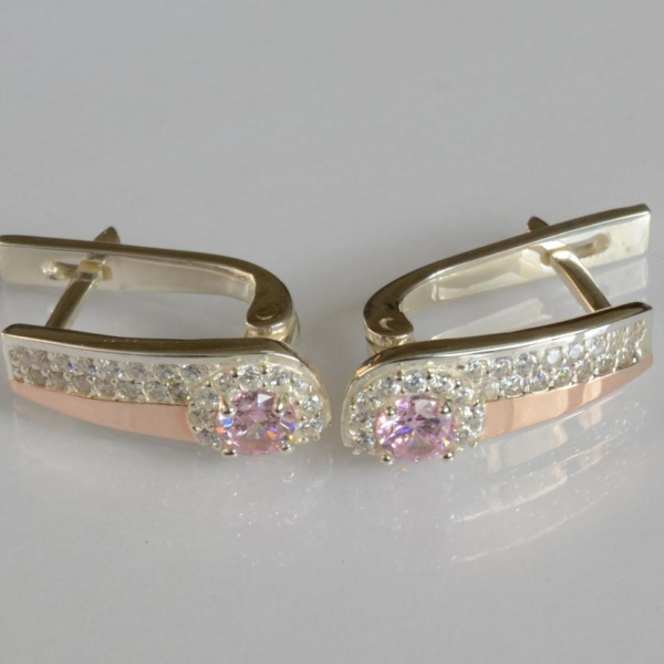 Срібні сережки з золотими пластинами