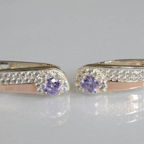 Срібні сережки з золотими пластинами