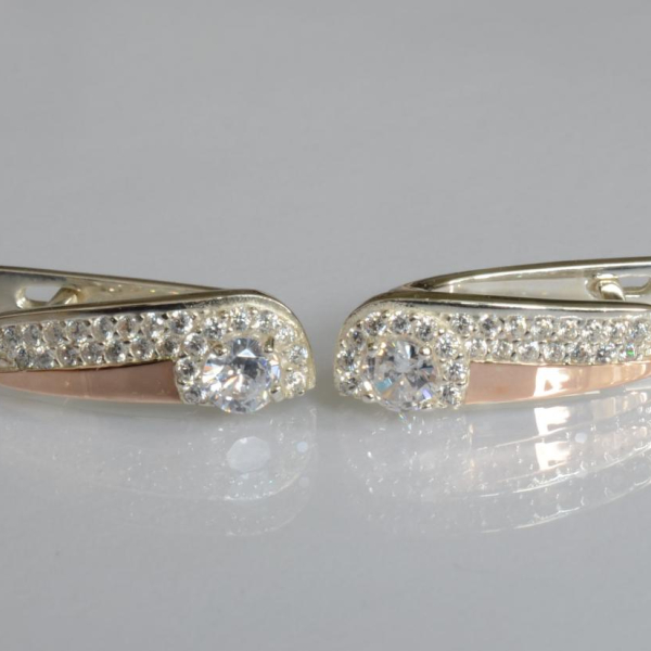 Срібні сережки з золотими пластинами