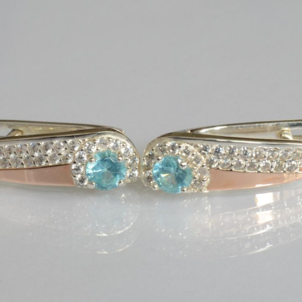 Срібні сережки з золотими пластинами