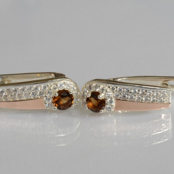 Срібні сережки з золотими пластинами