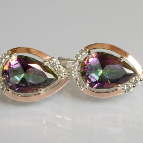 Срібні сережки з золотими пластинами