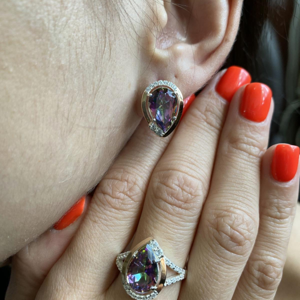 Срібні сережки з золотими пластинами