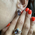 Серебряное кольцо с золотыми вставками