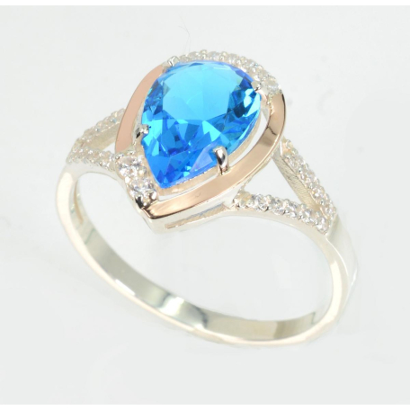 Серебряное кольцо с золотыми вставками