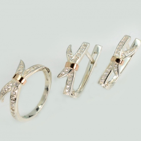 Срібний набір з золотими пластинами