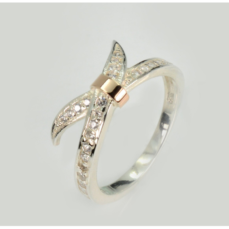 Серебряное кольцо с золотыми вставками