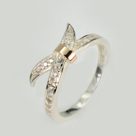 Срібна каблучка з золотими вставками