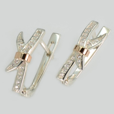 Срібні сережки з золотими пластинами