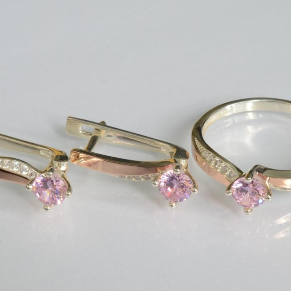 Серебряный набор с золотыми пластинами