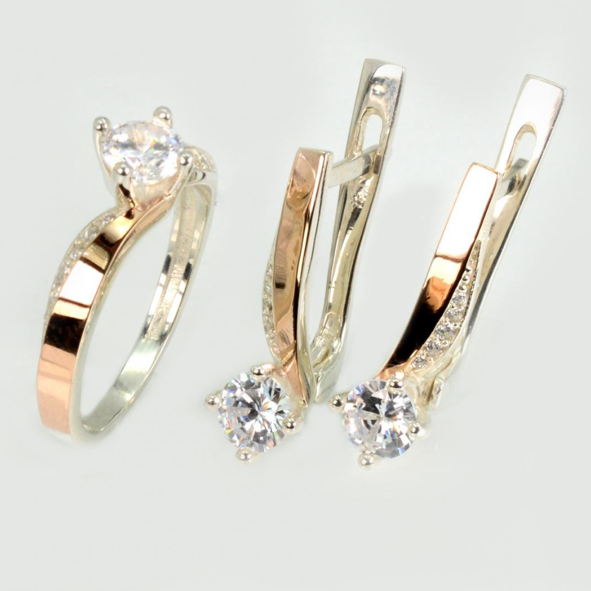 Серебряный набор с золотыми пластинами