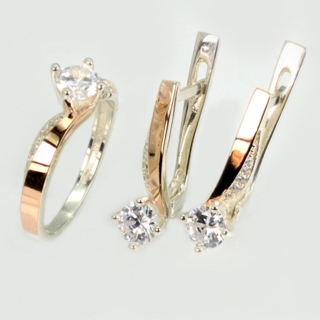 Серебряный набор с золотыми пластинами