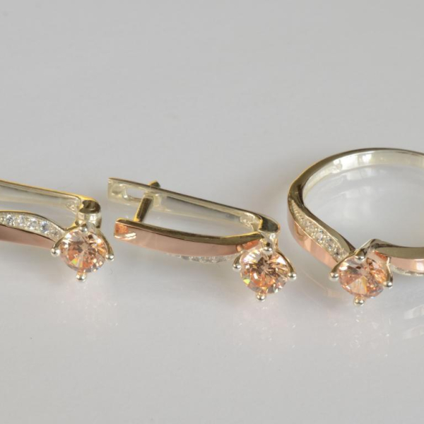 Серебряный набор с золотыми пластинами