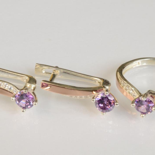 Серебряный набор с золотыми пластинами