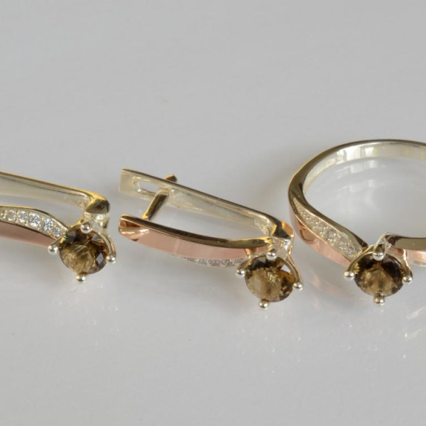 Серебряный набор с золотыми пластинами