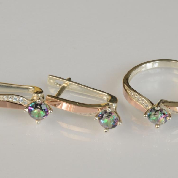 Серебряный набор с золотыми пластинами