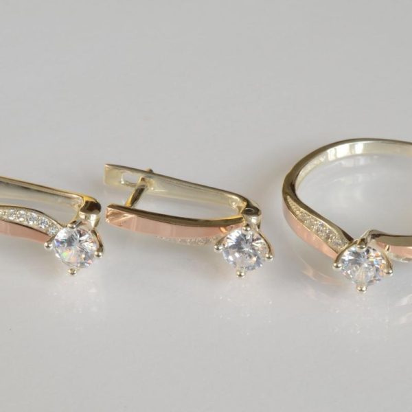 Серебряный набор с золотыми пластинами