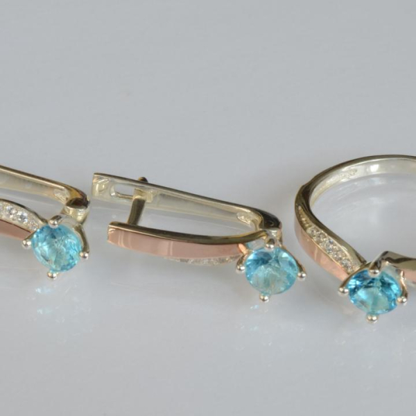 Серебряный набор с золотыми пластинами