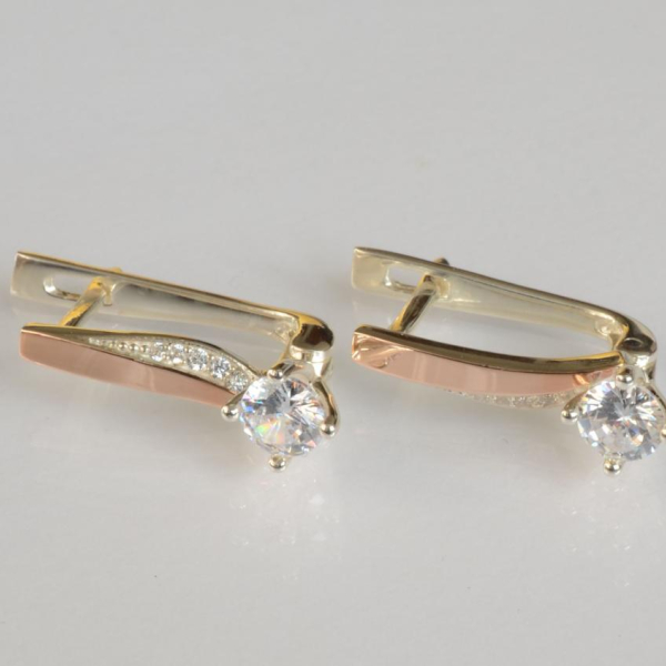 Срібні сережки з золотими пластинами