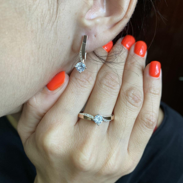 Срібні сережки з золотими пластинами