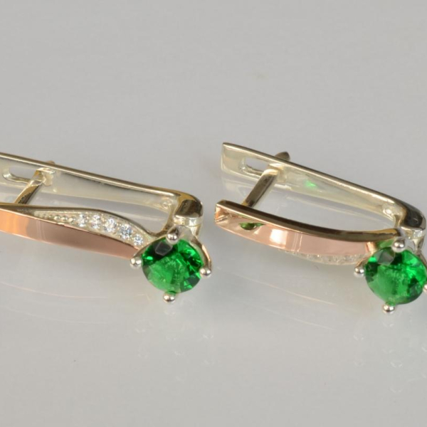 Срібні сережки з золотими пластинами