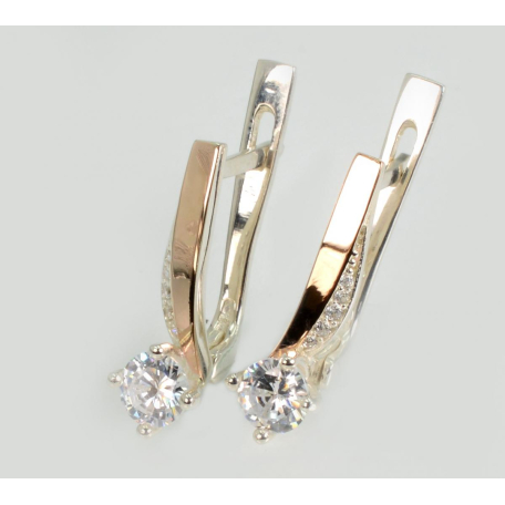 Серебряные серьги с золотыми пластинами