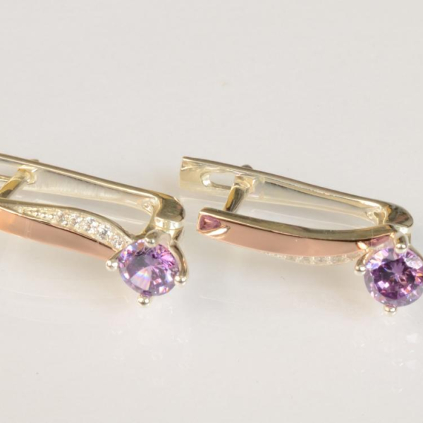 Срібні сережки з золотими пластинами