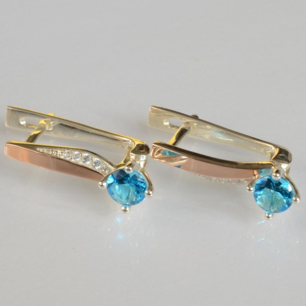 Срібні сережки з золотими пластинами