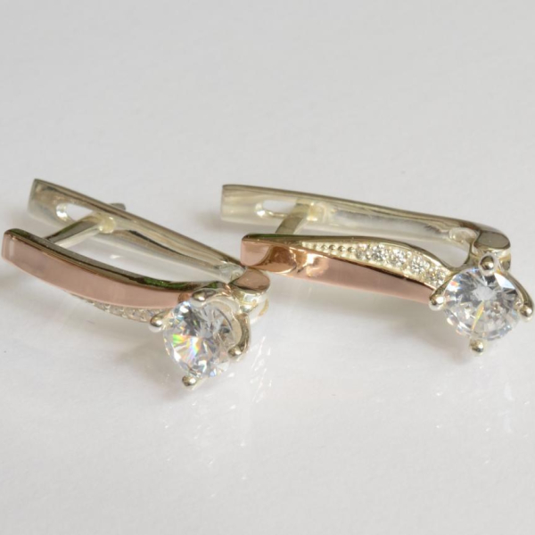 Срібні сережки з золотими пластинами