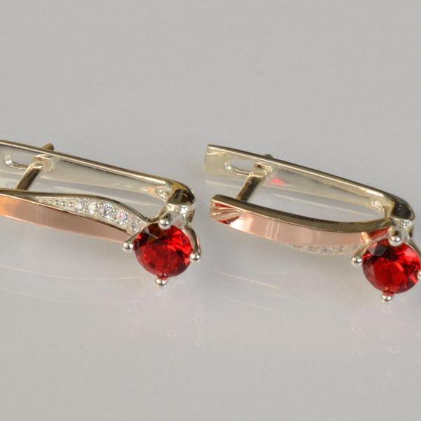 Срібні сережки з золотими пластинами