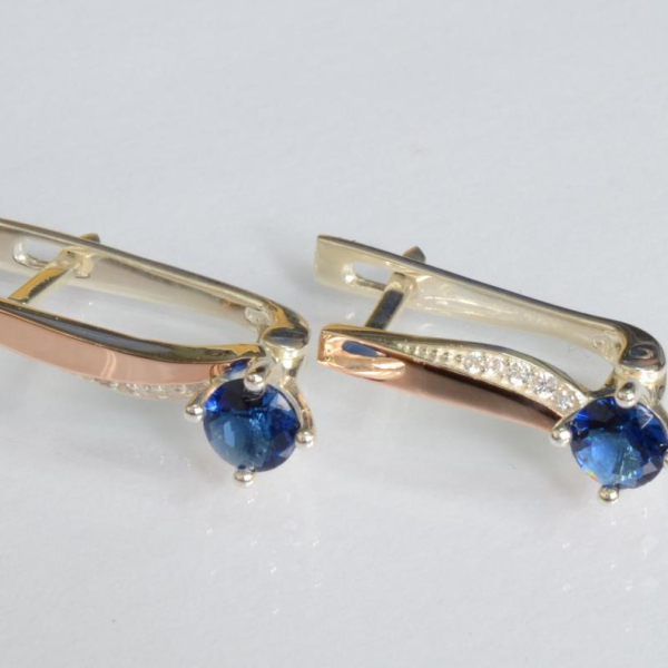 Срібні сережки з золотими пластинами