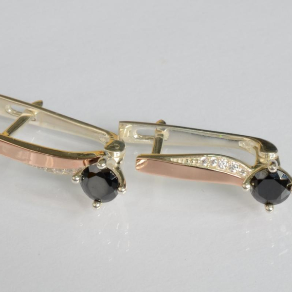 Срібні сережки з золотими пластинами