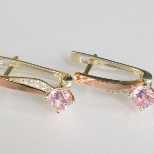 Срібні сережки з золотими пластинами