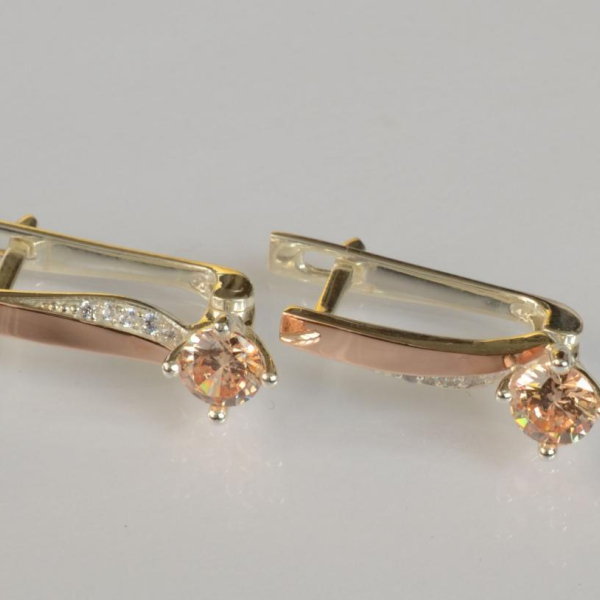 Срібні сережки з золотими пластинами