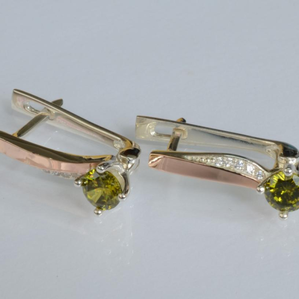 Срібні сережки з золотими пластинами