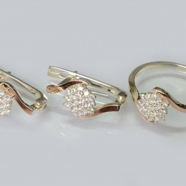 Серебряный набор с золотыми пластинами