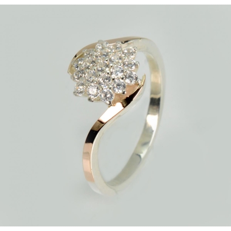 Серебряное кольцо с золотыми вставками